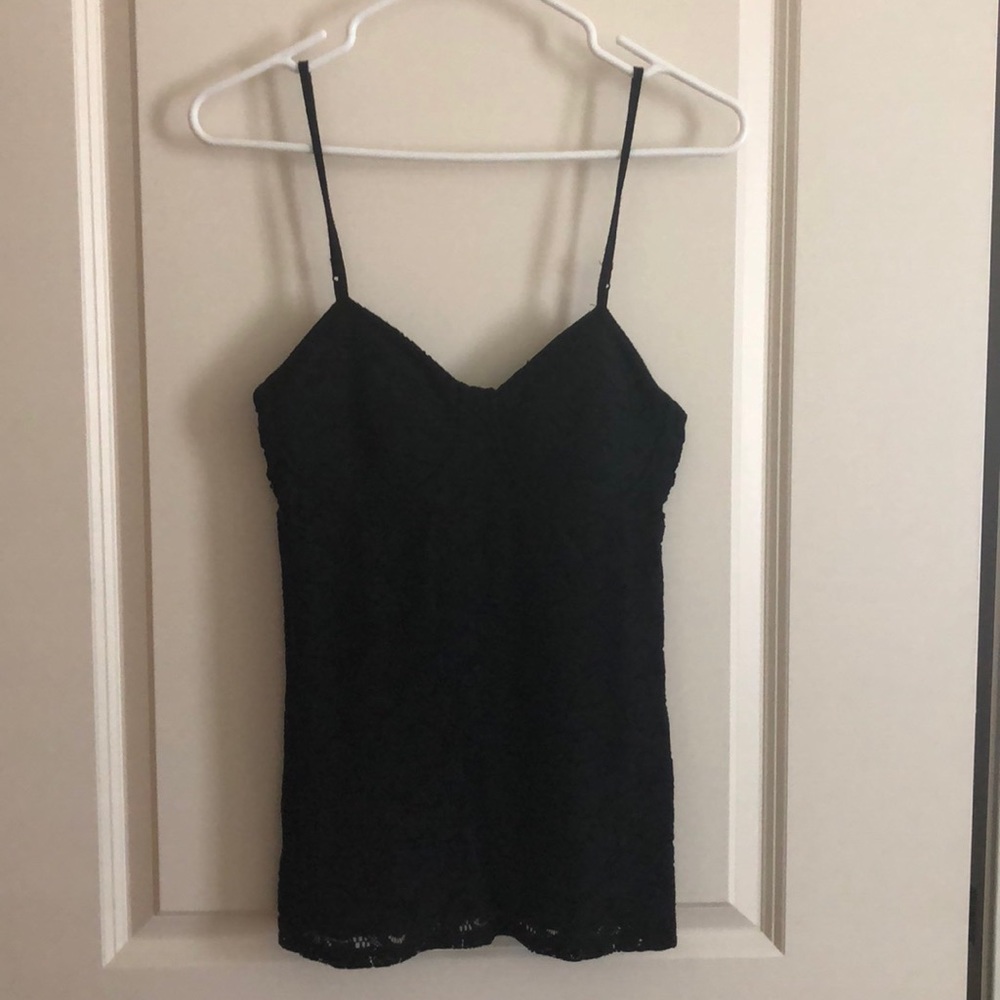 Lace spaghetti strap with built in bra